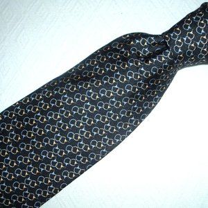 BROOKS BROTHERS black gold EQUESTRIAN horse bit print silk tie NWT NEW